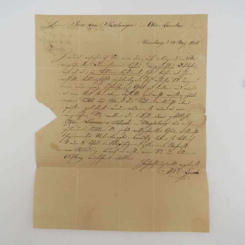 1836 Letter from Hamburg to Ober Zwislaw forwarded through the Thurn & Taxi's Postal Administration