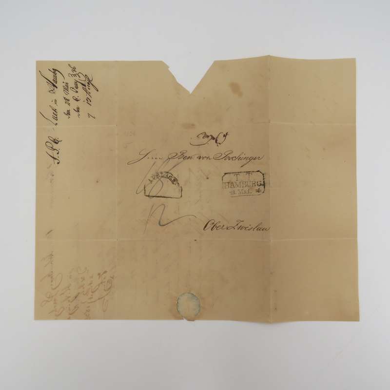 1836 Letter from Hamburg to Ober Zwislaw forwarded through the Thurn & Taxi's Postal Administration
