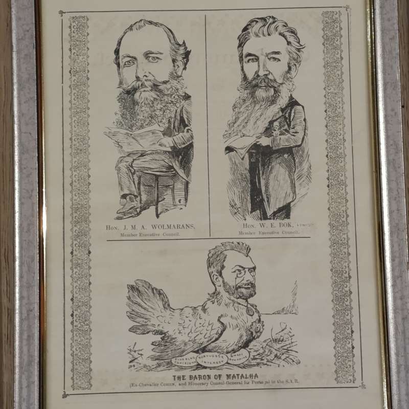 Lot of 7 framed 1891 ZAR character sketches