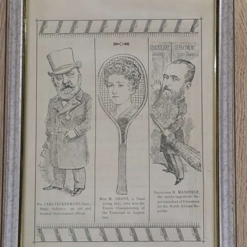 Lot of 7 framed 1891 ZAR character sketches