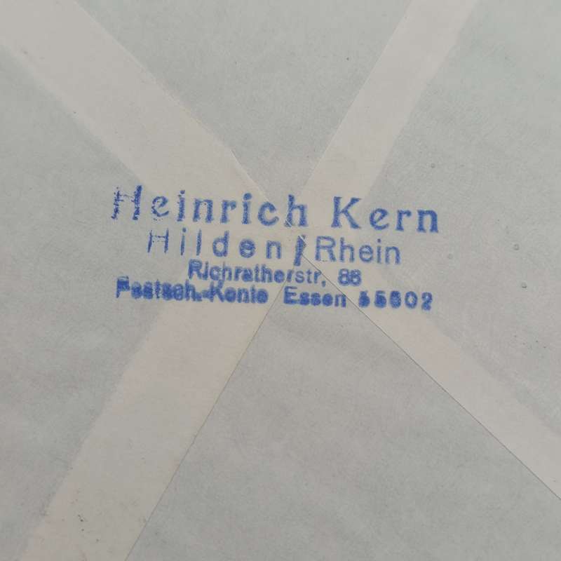 Airmail cover from Hilder Germany to Bloemfontein South Africa with blue Luftpost label