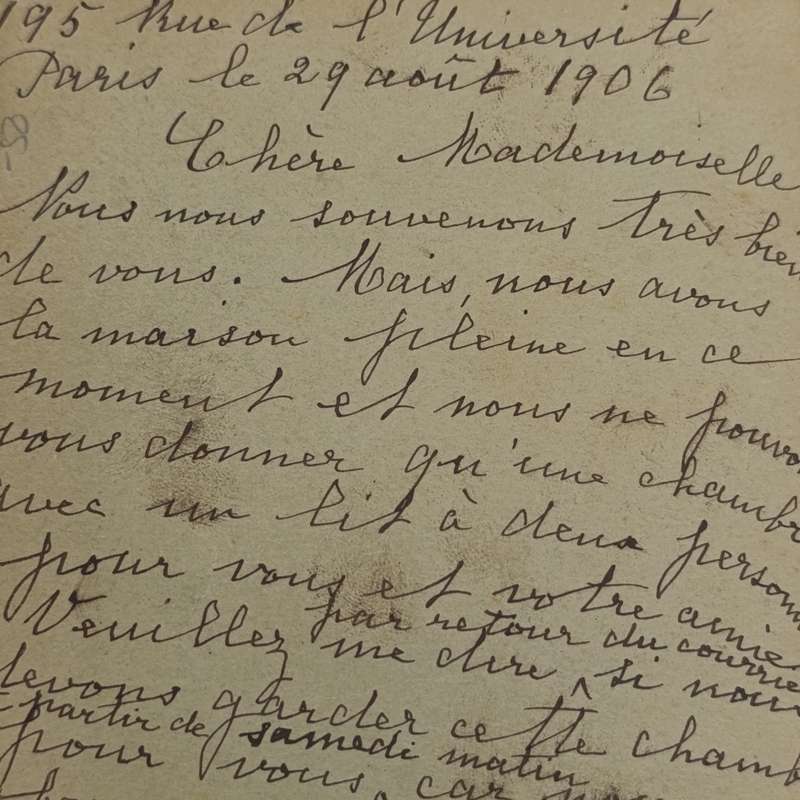 1906 French postcard to Lela Wright - pre printed 10c postage Paris to Bensancon