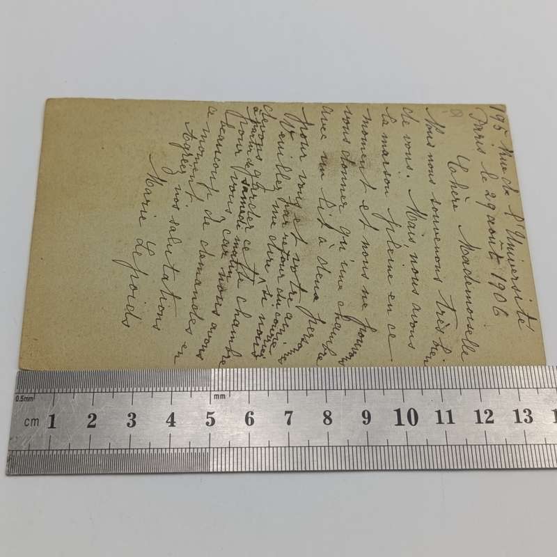 1906 French postcard to Lela Wright - pre printed 10c postage Paris to Bensancon