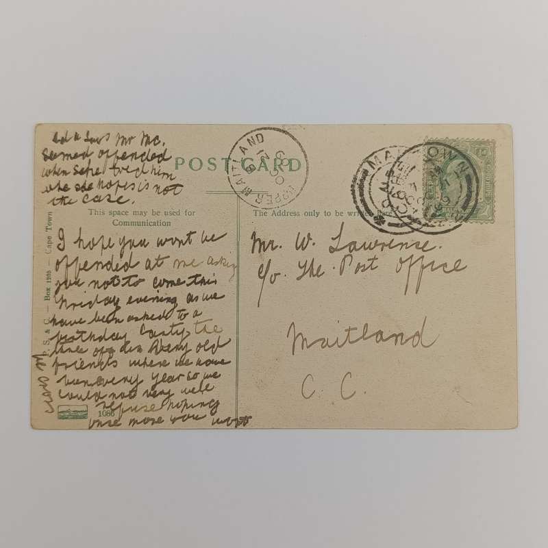 1989 Postcard Cape Town to Maitland with Maitland receiving cancels Picture of Devil's Peak