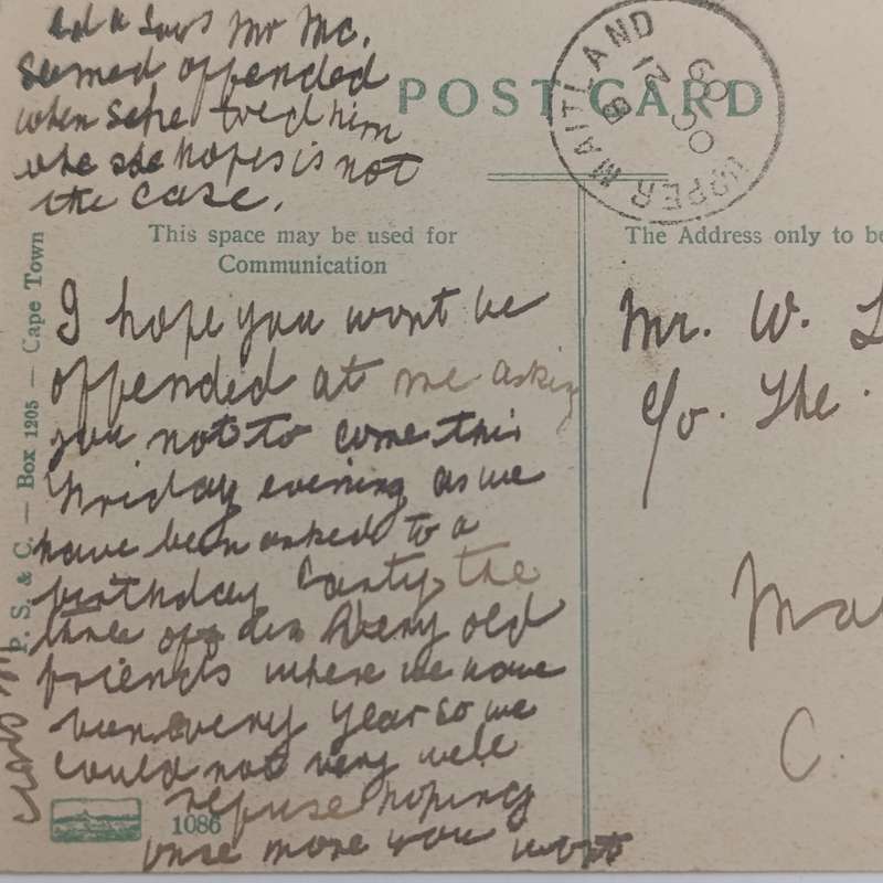 1989 Postcard Cape Town to Maitland with Maitland receiving cancels Picture of Devil's Peak