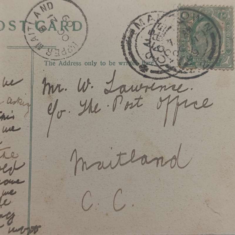 1989 Postcard Cape Town to Maitland with Maitland receiving cancels Picture of Devil's Peak
