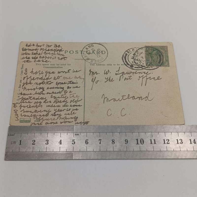 1989 Postcard Cape Town to Maitland with Maitland receiving cancels Picture of Devil's Peak