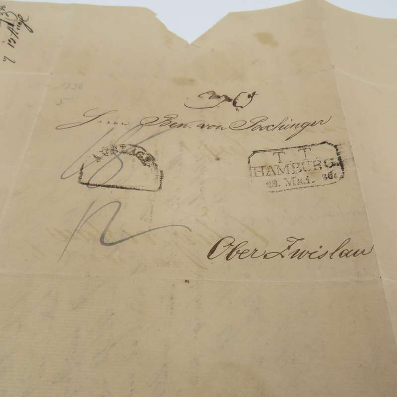 1836 Letter from Hamburg to Ober Zwislaw forwarded through the Thurn & Taxi's Postal Administration