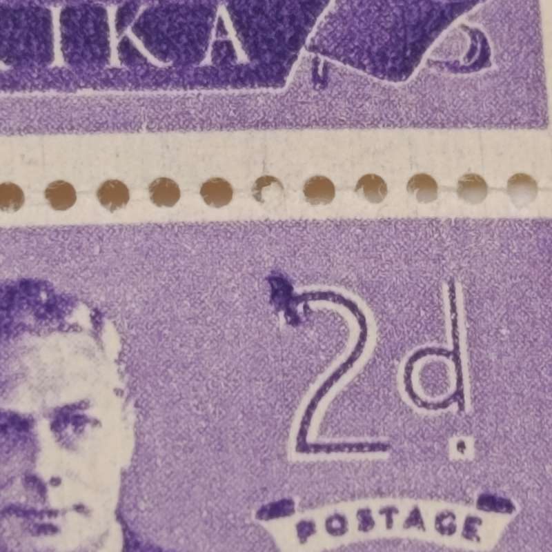 South West Africa SACC 163 block of 8 - bottom right stamp large spot flaw