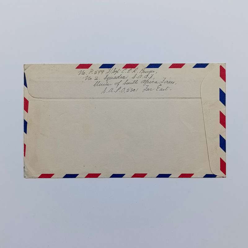 Airmail cover Field Post Office 798 - Forces mail of SAAF in Korea to Cape Town South Africa