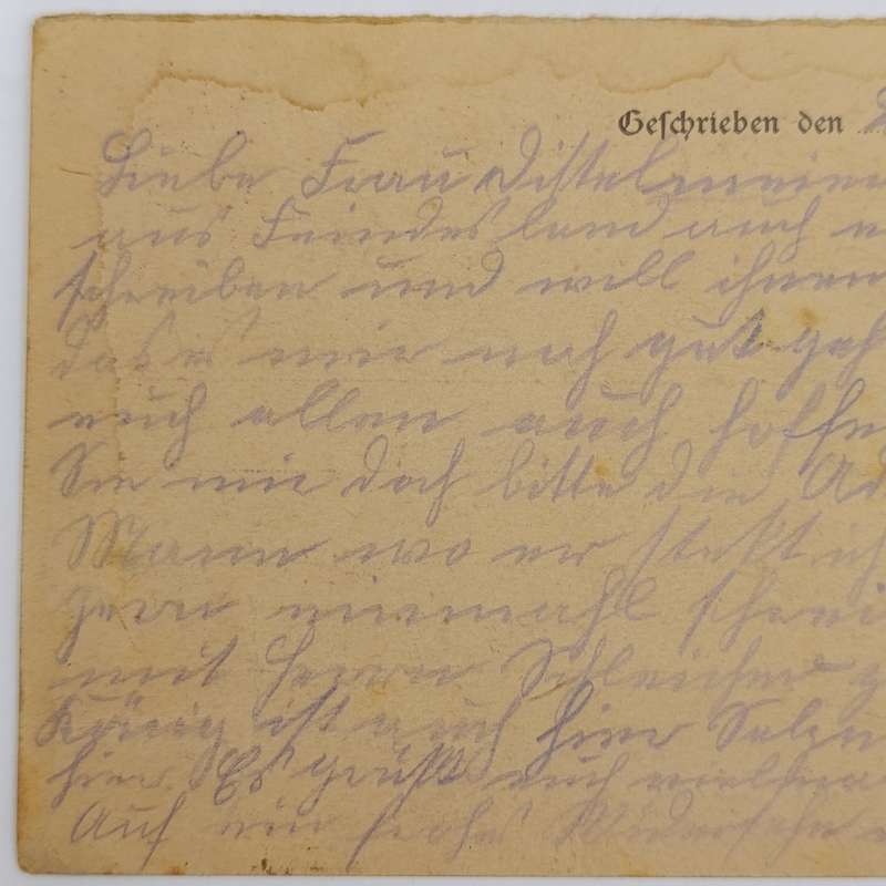 WW1 Feldpostkarte 103 Inf Division 1st Batallion 4th Company 30 December 1916