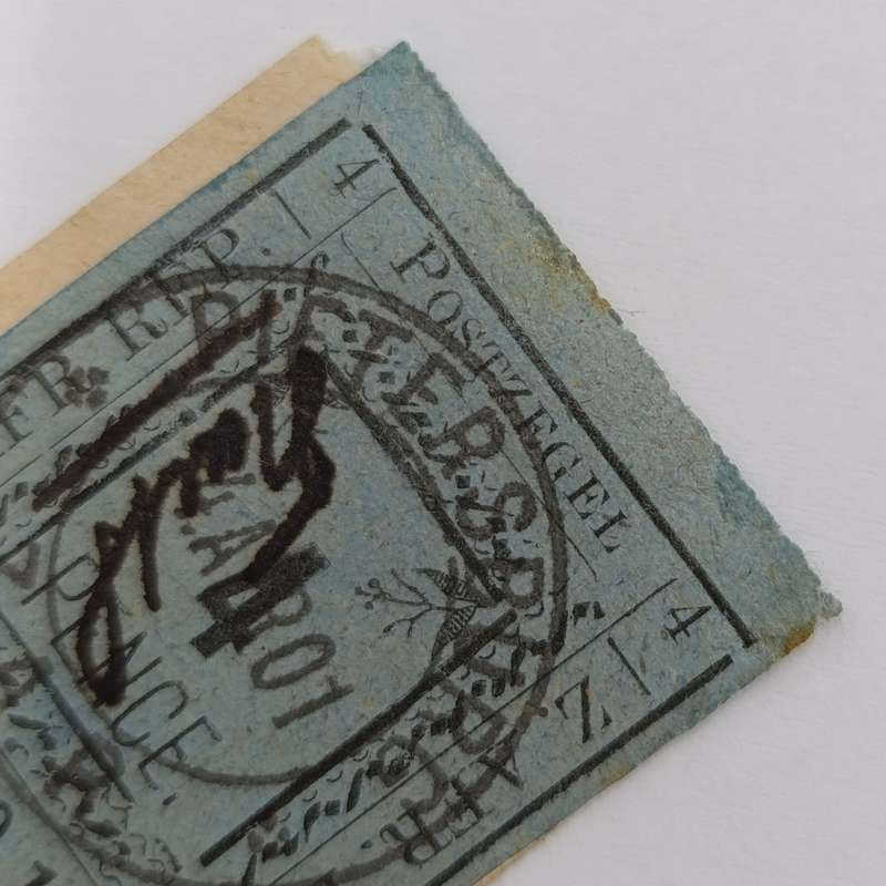 1901 ZAR Pietersburg type 1 used 4 pence stamp on card - SACC 10 - used at Pietersburg