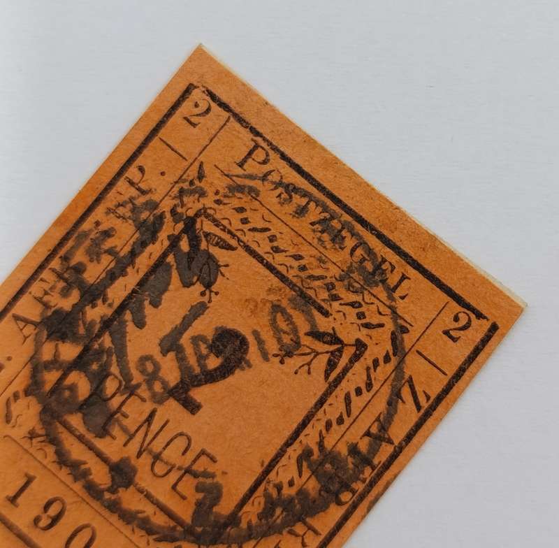 1901 ZAR Pietersburg type 2 used 2 Pence stamp - used at Pietersburg 8 April 1901 - SACC 8 - on card