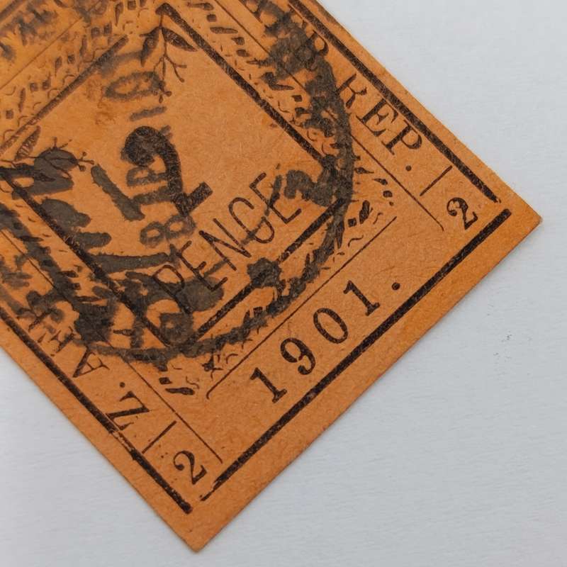 1901 ZAR Pietersburg type 2 used 2 Pence stamp - used at Pietersburg 8 April 1901 - SACC 8 - on card