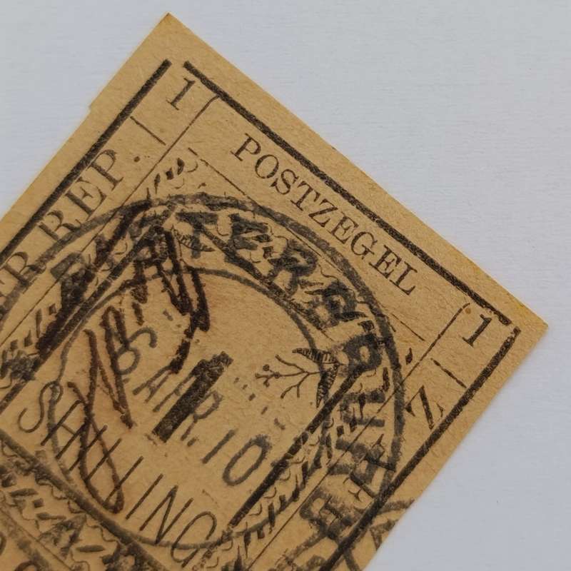 1901 ZAR Pietersburg type 3 imperforated 1 Shilling used stamp - used at Pietersburg 6 April 1901