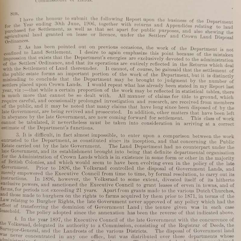 Transvaal 1907 Annual Report - commissioner of Lands' Department Many maps and diagrams included