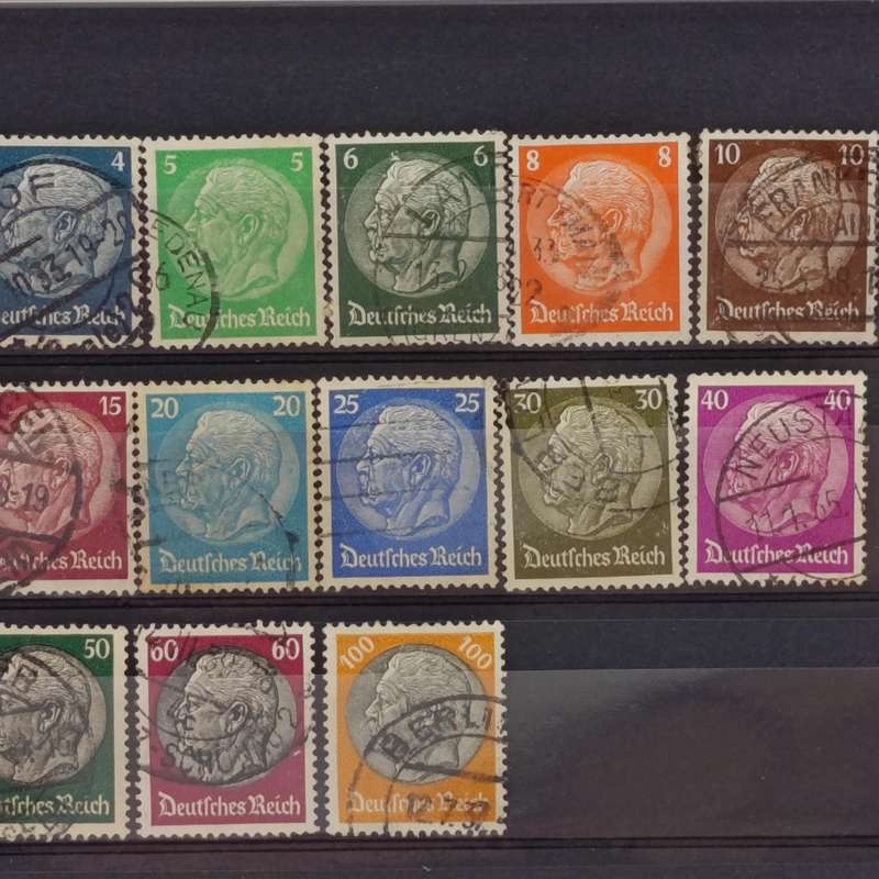 German Empire set of 17 Van Hinderburg used stamps