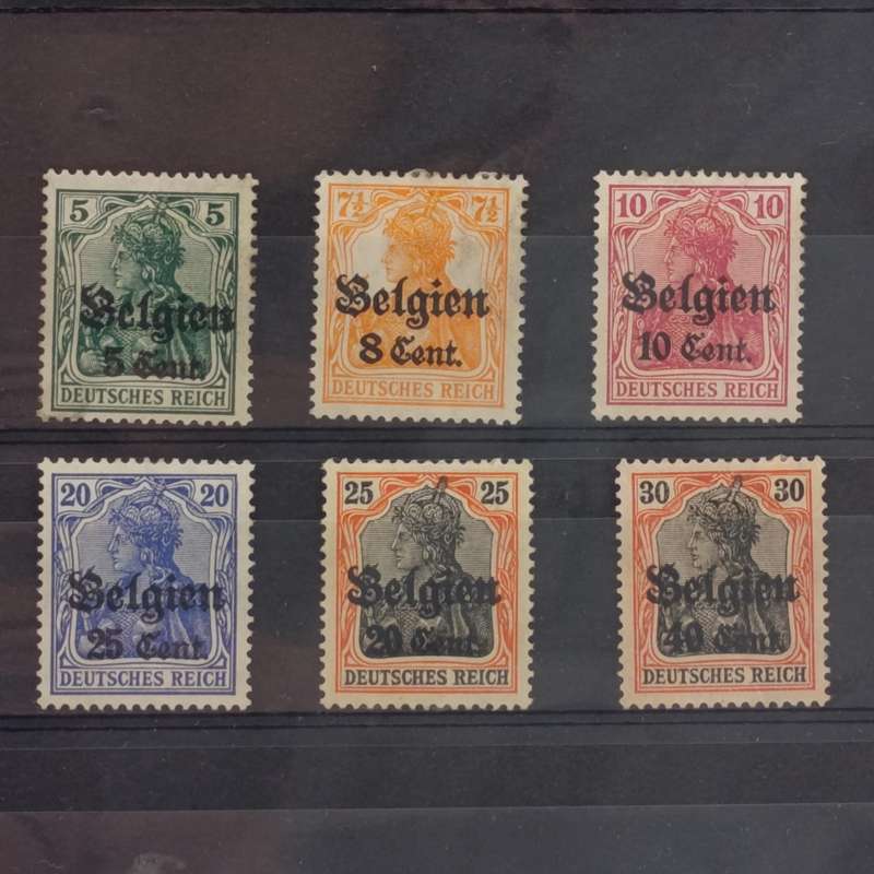 WW1 set of 10 German occupation of Belguim stamps 9 is minthinged one used