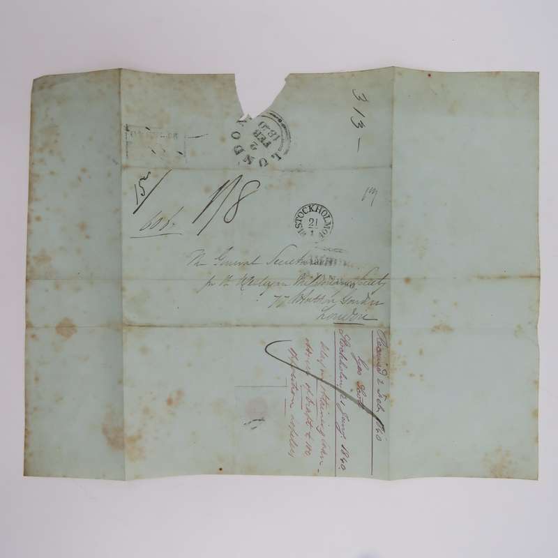 1840 Cover from Stockholm through the Swedish Norwegian Post Office in Hamburg