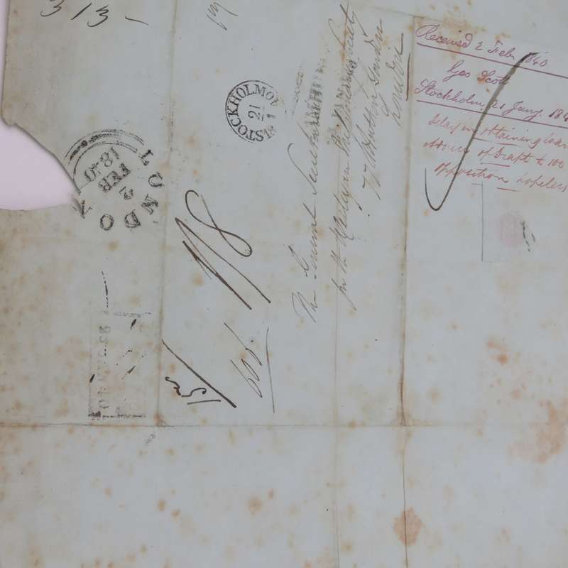 1840 Cover from Stockholm through the Swedish Norwegian Post Office in Hamburg