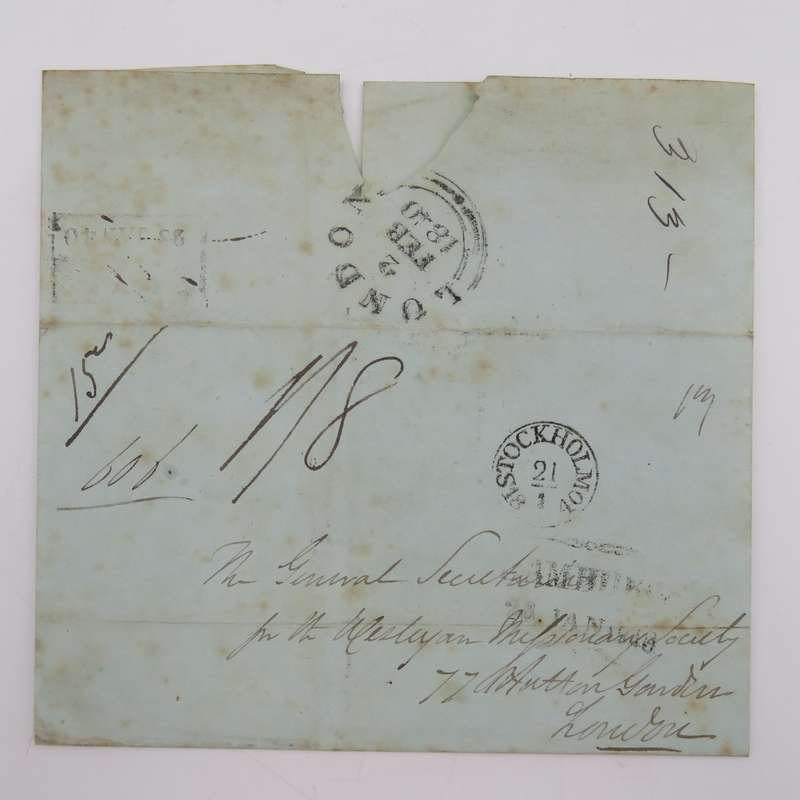 1840 Cover from Stockholm through the Swedish Norwegian Post Office in Hamburg