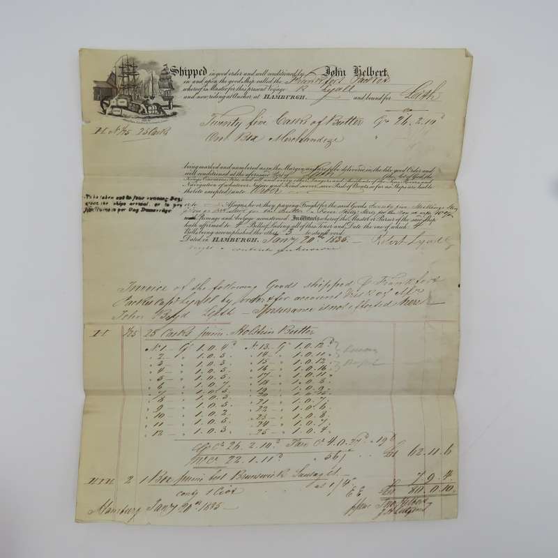 1835 Letter ( Bill of loading form) from Hamburg to Leith