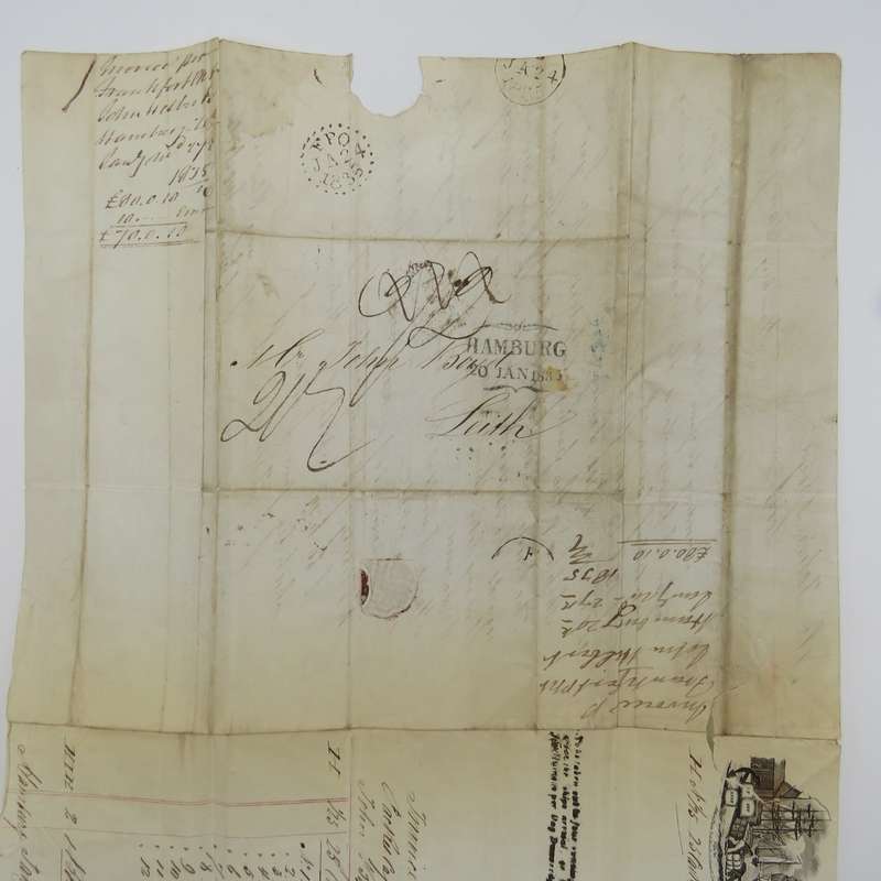 1835 Letter ( Bill of loading form) from Hamburg to Leith