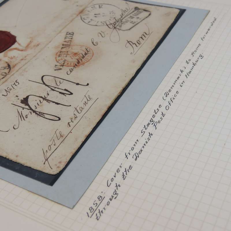 1858 Cover from Stagetse (Denmark) to Rome forwarded through the Danish Post Office in Hamburg