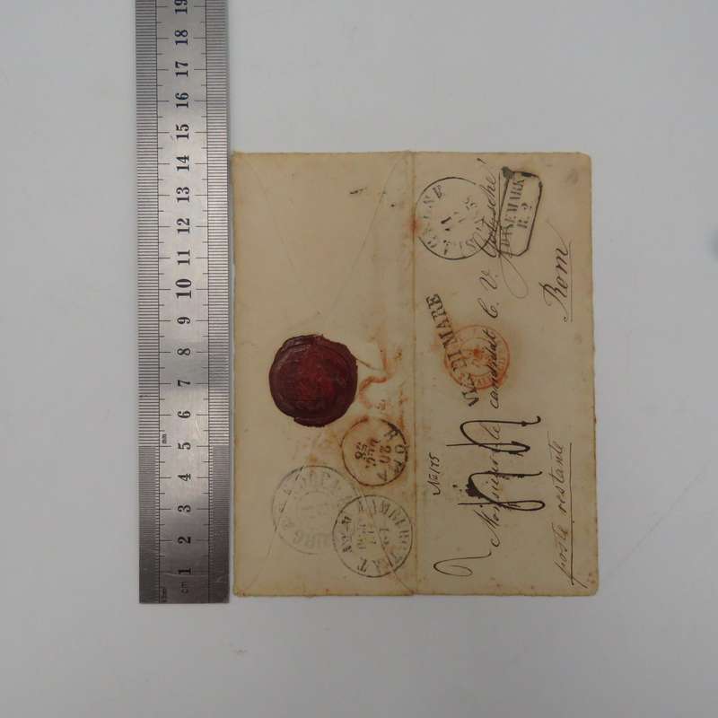 1858 Cover from Stagetse (Denmark) to Rome forwarded through the Danish Post Office in Hamburg