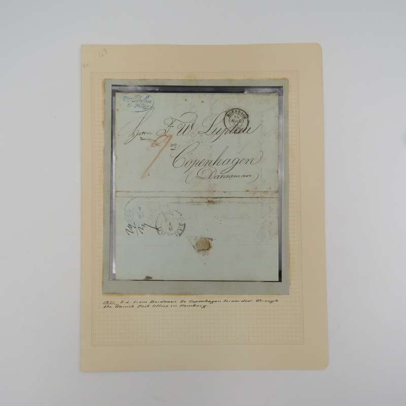 1851 Letter from Bordeaux to Copenhagen forwarded through the Danish Post Office in Hamburg