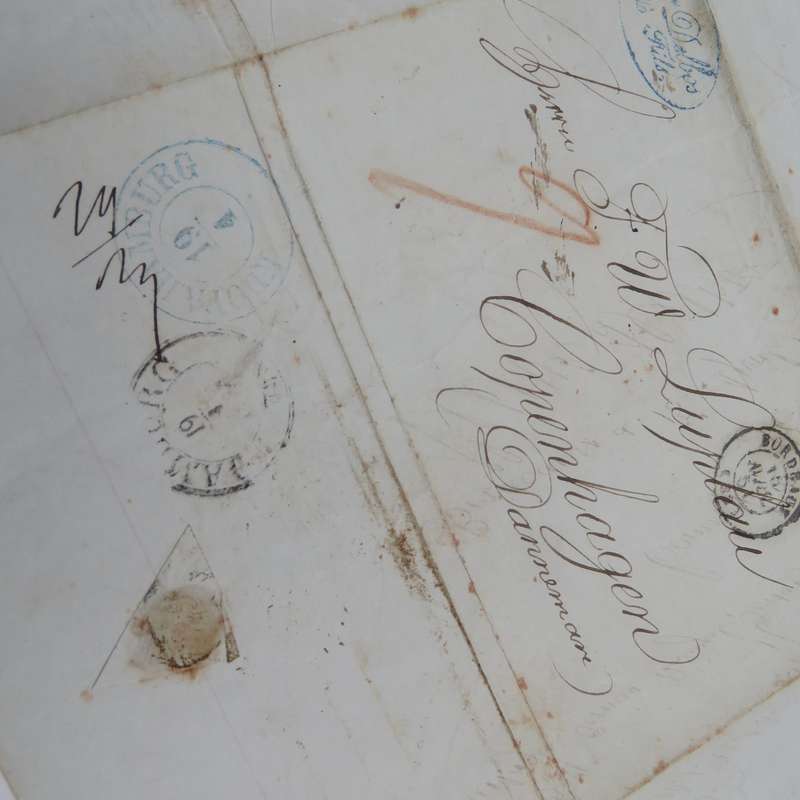 1851 Letter from Bordeaux to Copenhagen forwarded through the Danish Post Office in Hamburg
