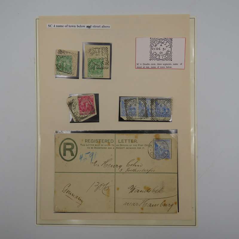 Postal History cancellations with Street name above and town below - St Georges St, Cape Town