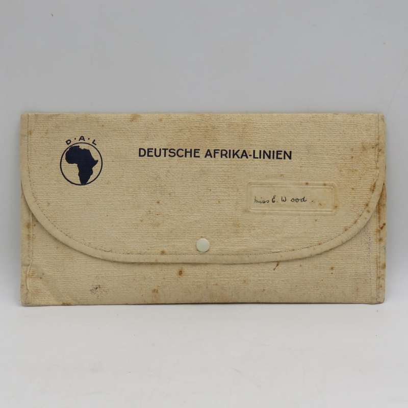 Vintage Deutsche Afrika-Linien document pouch with two menus and two notebooks with pencils for ship