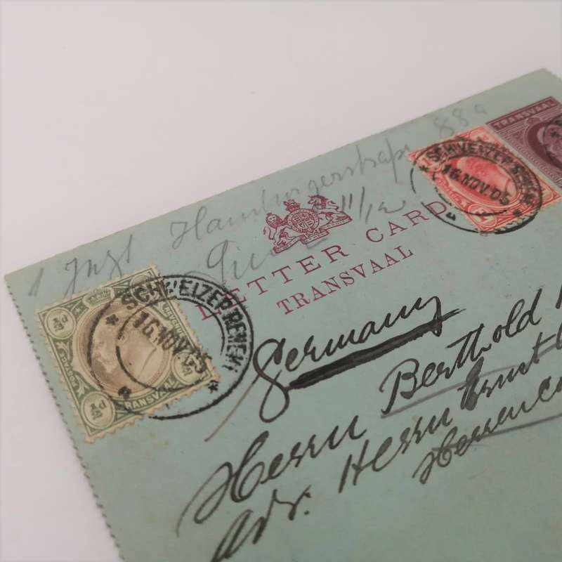 Letter card from Schweizen Reneke (Transvaal) to Hamburg Germany 16 Nov 1905 with 1d Transvaal stamp