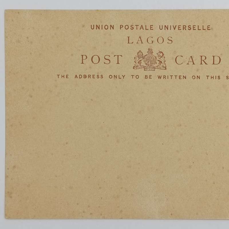 Unused Lagos postcard with pre printed postage halfpenny overprinted 1d