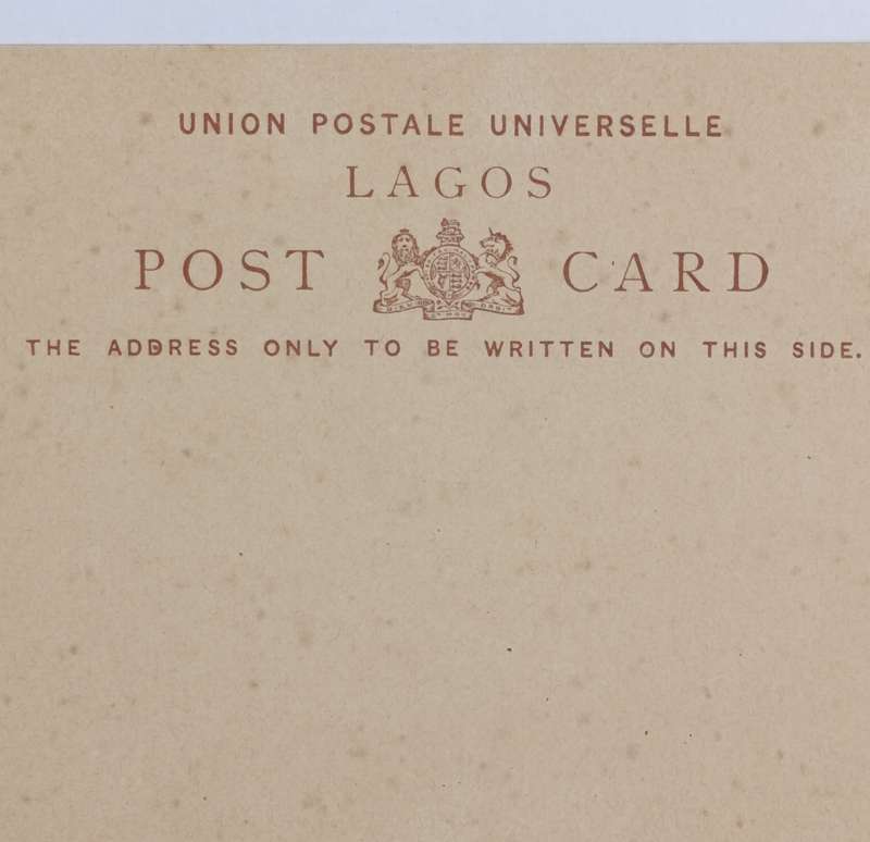 Unused Lagos postcard with pre printed postage halfpenny overprinted 1d