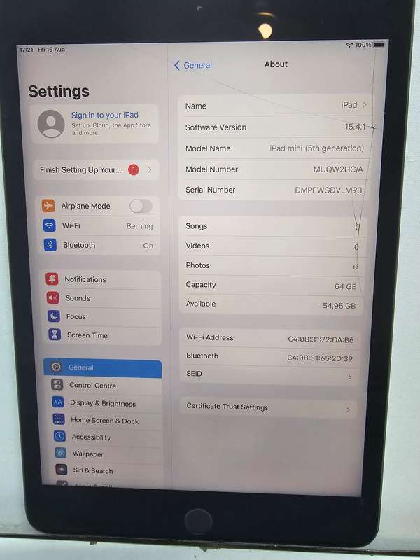 iPad mini 5 64GB WiFi only !Digitiser cracked!
