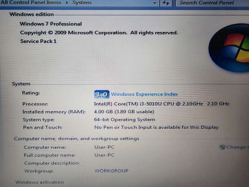 HP Probook i3-5010U - 4GB RAM - 500GB HDD - No bottom cover - Needs new battery