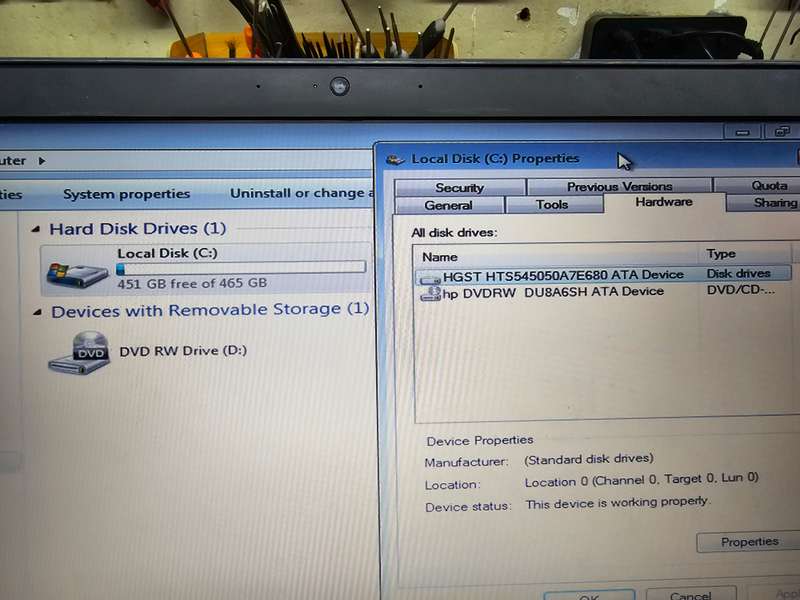 HP Probook i3-5010U - 4GB RAM - 500GB HDD - No bottom cover - Needs new battery