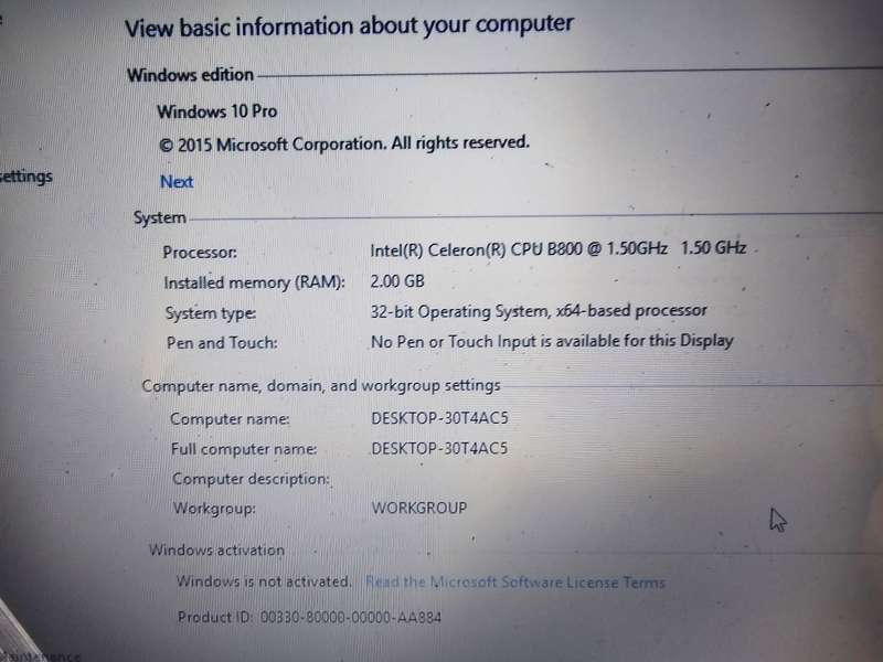 Lenovo G550 Celeron-B800  2GB RAM 320GB HDD - Needs a new battery
