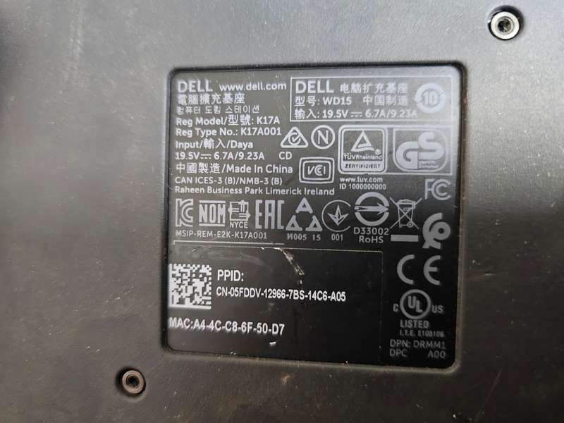 Dell K17A - WD15 Docking StationDell K17A - WD15 Docking Station - Spares or repairs