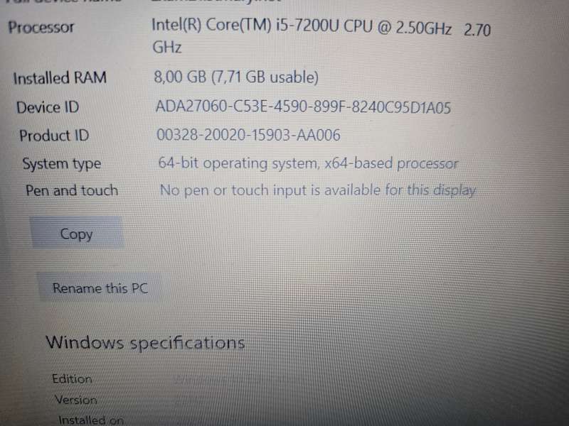 Dell Latitude 3580 i5-7200 8GB RAM 256GB SSD