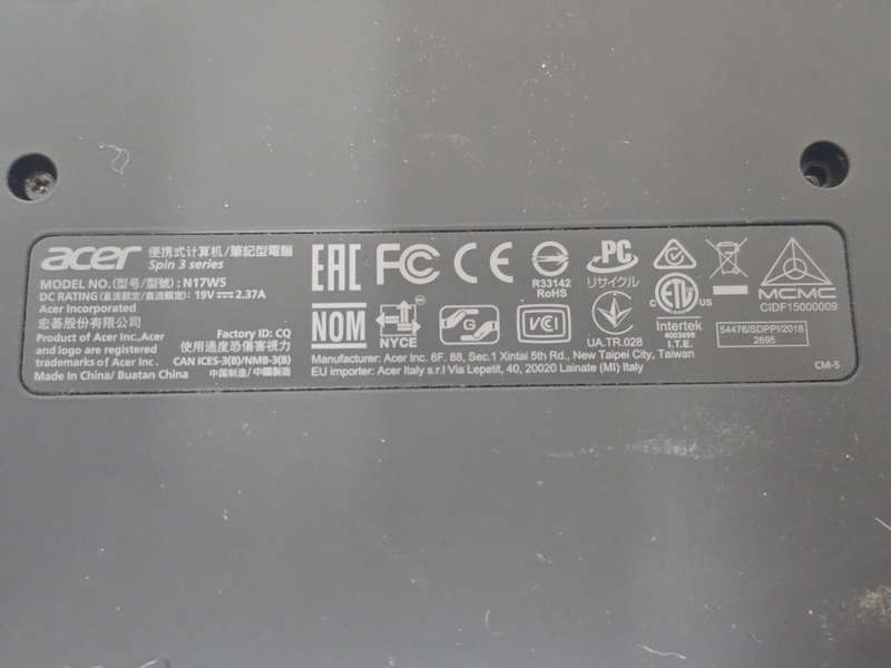Acer Spin 3 i5 8th Gen  Tested Dead, Cracked Touchscreen, Sold As Is