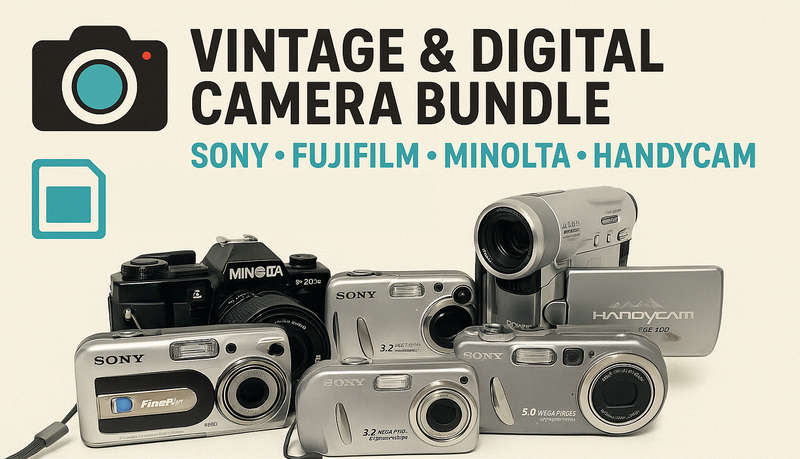 Vintage & Digital Camera Bundle  Sony  Fujifilm  Minolta  Handycam