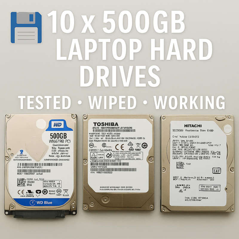 10 x 500GB Laptop Hard Drives  Tested, Wiped & Working!