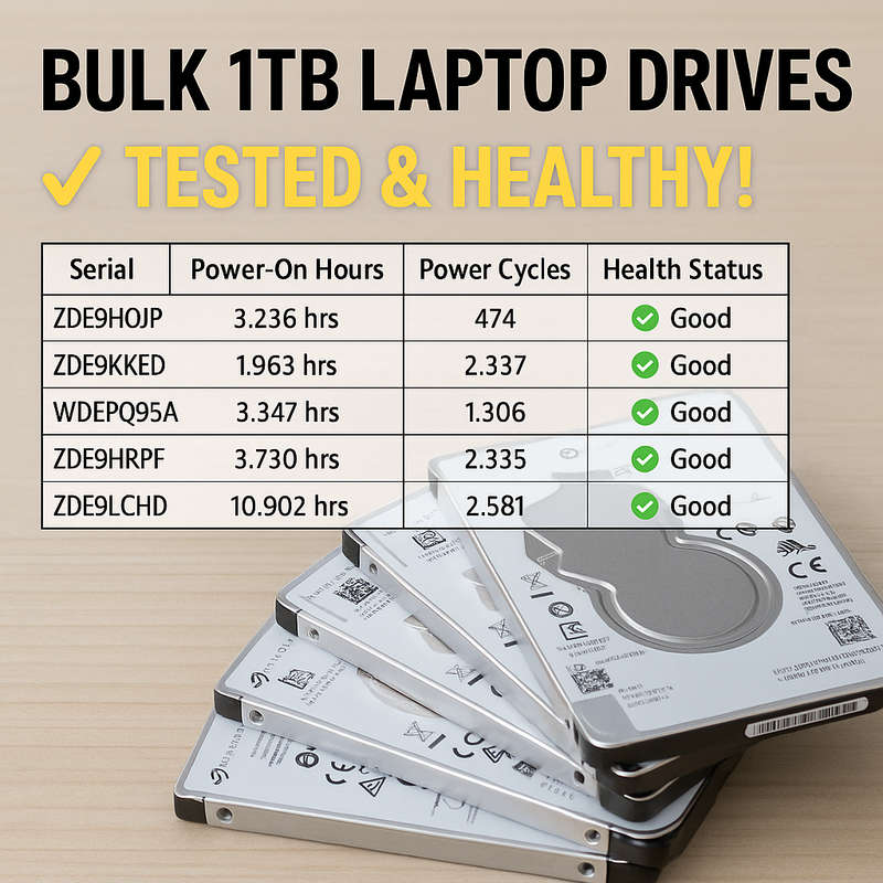 Bulk Lot  5 x 1TB Laptop Hard Drives  Cleaned, Tested & Healthy!