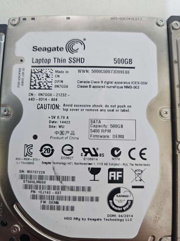 10 x 500GB Laptop Hard Drives  Tested, Wiped & Working!