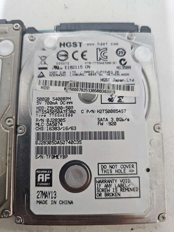 10 x 500GB Laptop Hard Drives  Tested, Wiped & Working!