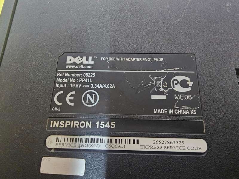 Dell Inspiron 1545  Classic Blue Laptop  For Spares or Repairs