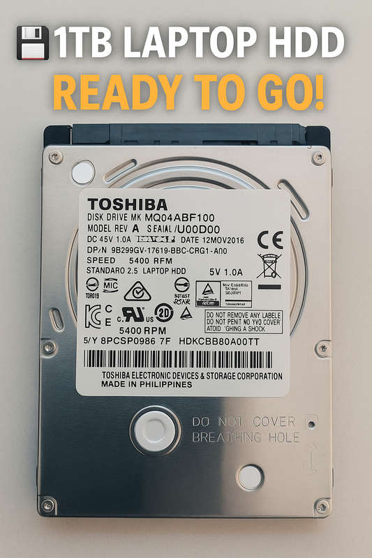 1TB Toshiba Laptop Hard Drive  Fully Tested & Formatted
